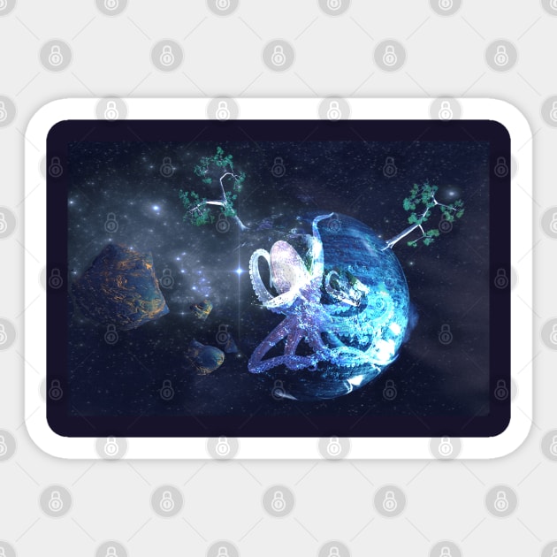 Octopus in Space Sticker by madmonkey
